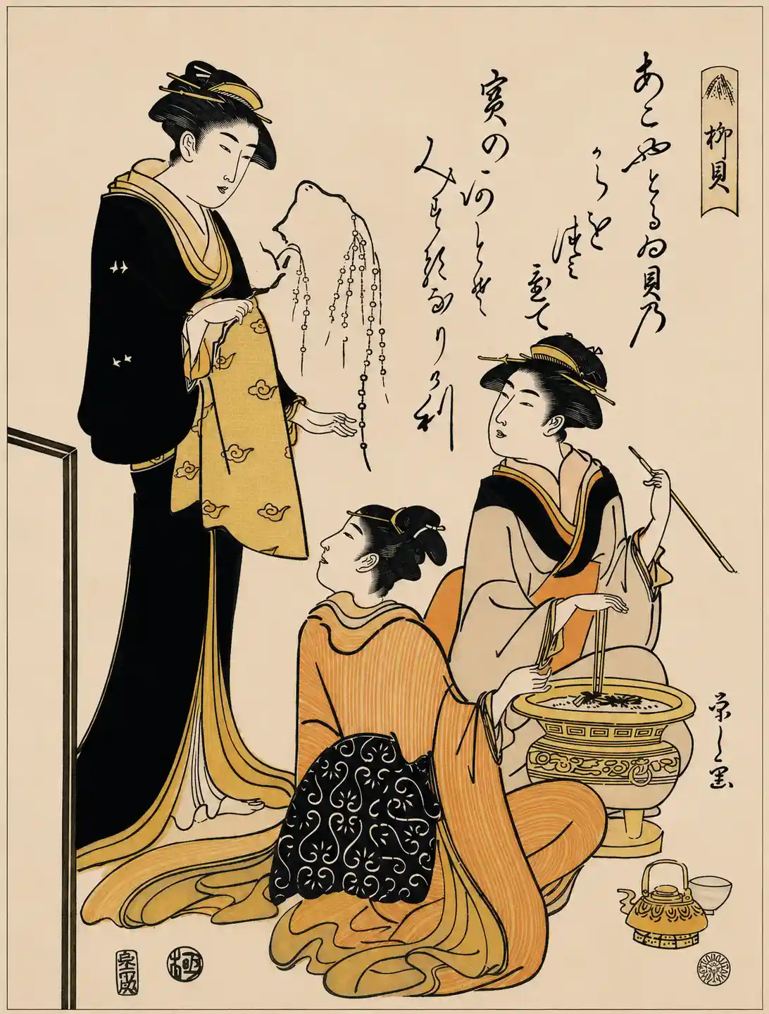 The Willow Shell (Yanagi-kai), from an Untitled Set of Beauty Prints on the Theme of Shells | Chōbunsai Eishi - 浮世繪畫廊