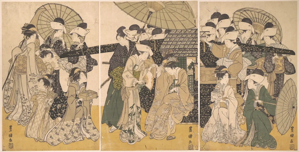 Famous Beauty Escorted by Women of Different Rank | Utagawa Toyokuni I - 浮世繪畫廊