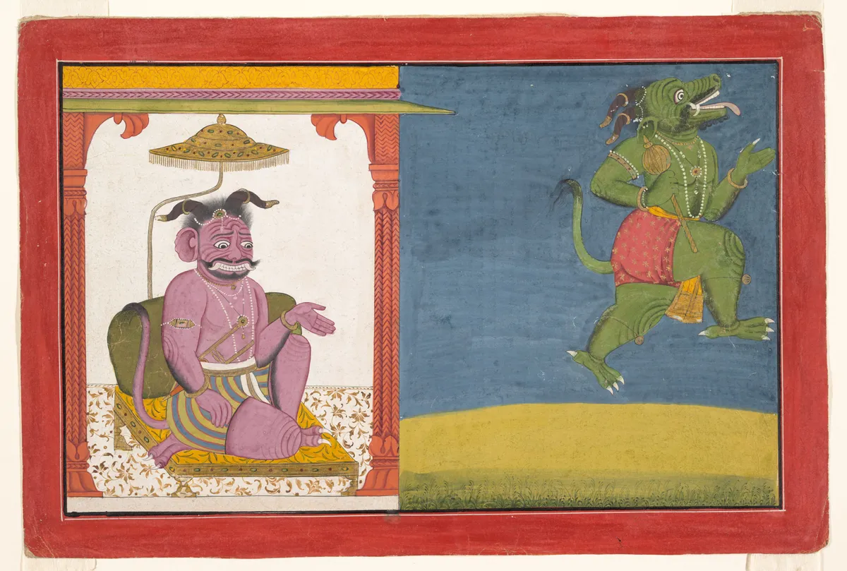 The Demon Hiranyaksha Departs the Demon Palace: Folio from a Bhagavata Purana Series | 浮世繪妖怪藝術