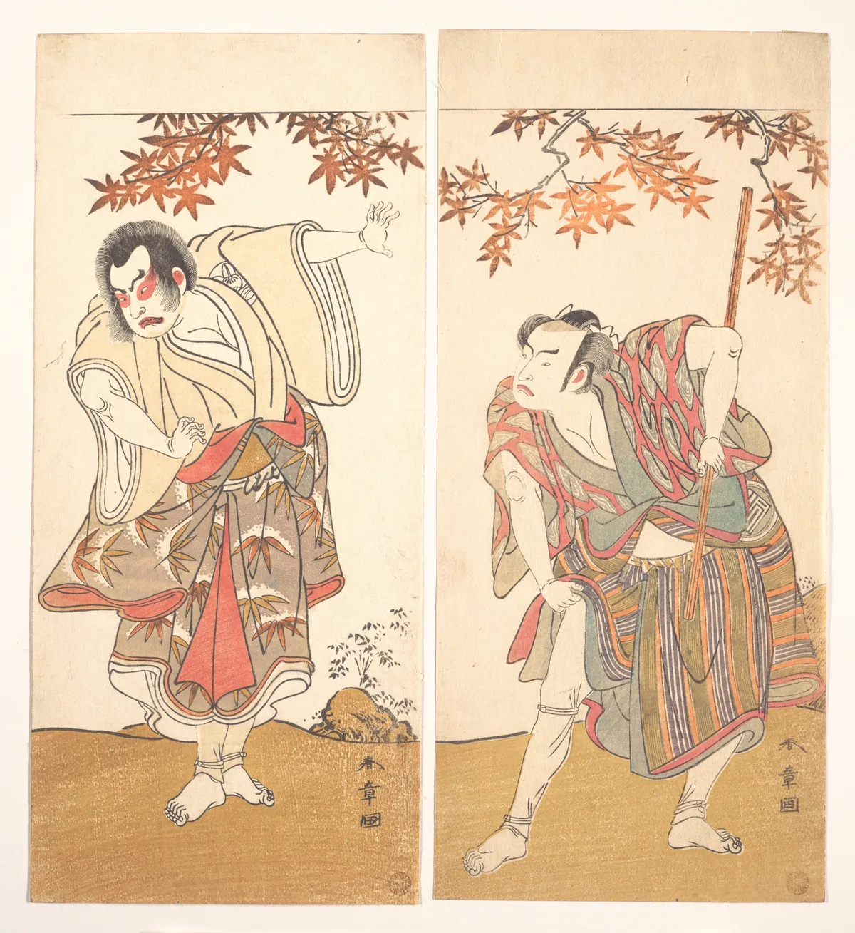 The Actors Ichimura Uzaemon and Arashi Sangorō | Katsukawa Shunshō 勝川春章 - 浮世繪畫廊
