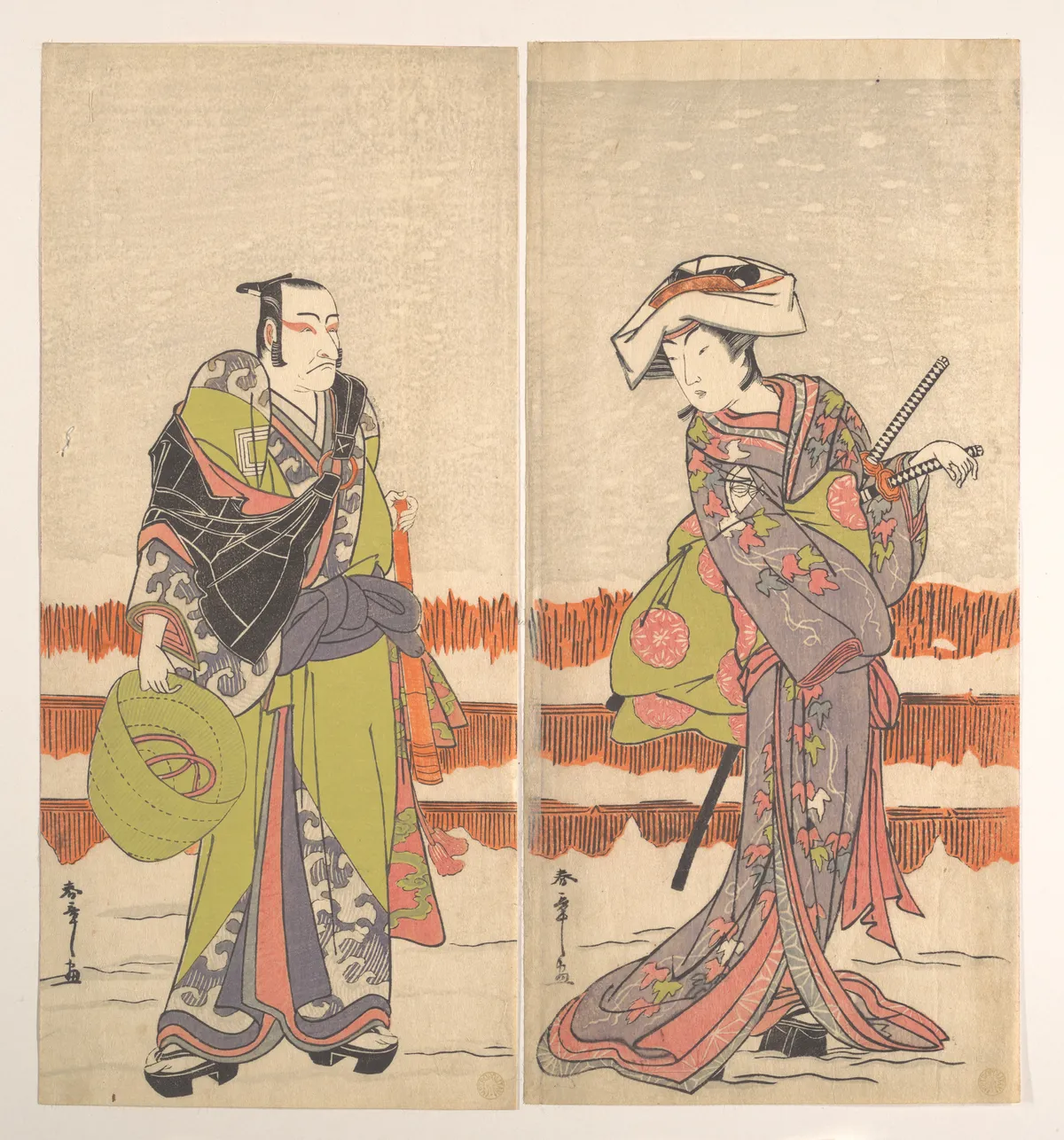 Ichikawa Danjuro Fifth as a Komuso Holding a Basket-Hat in His Right Hand | Katsukawa Shunshō 勝川春章 - 浮世繪畫廊