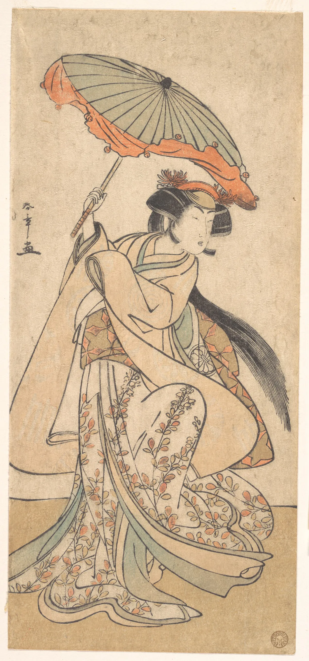 The Third Segawa Kikunojo as a Woman Dancing in a Shosa Act | Katsukawa Shunshō 勝川春章 - 浮世繪畫廊