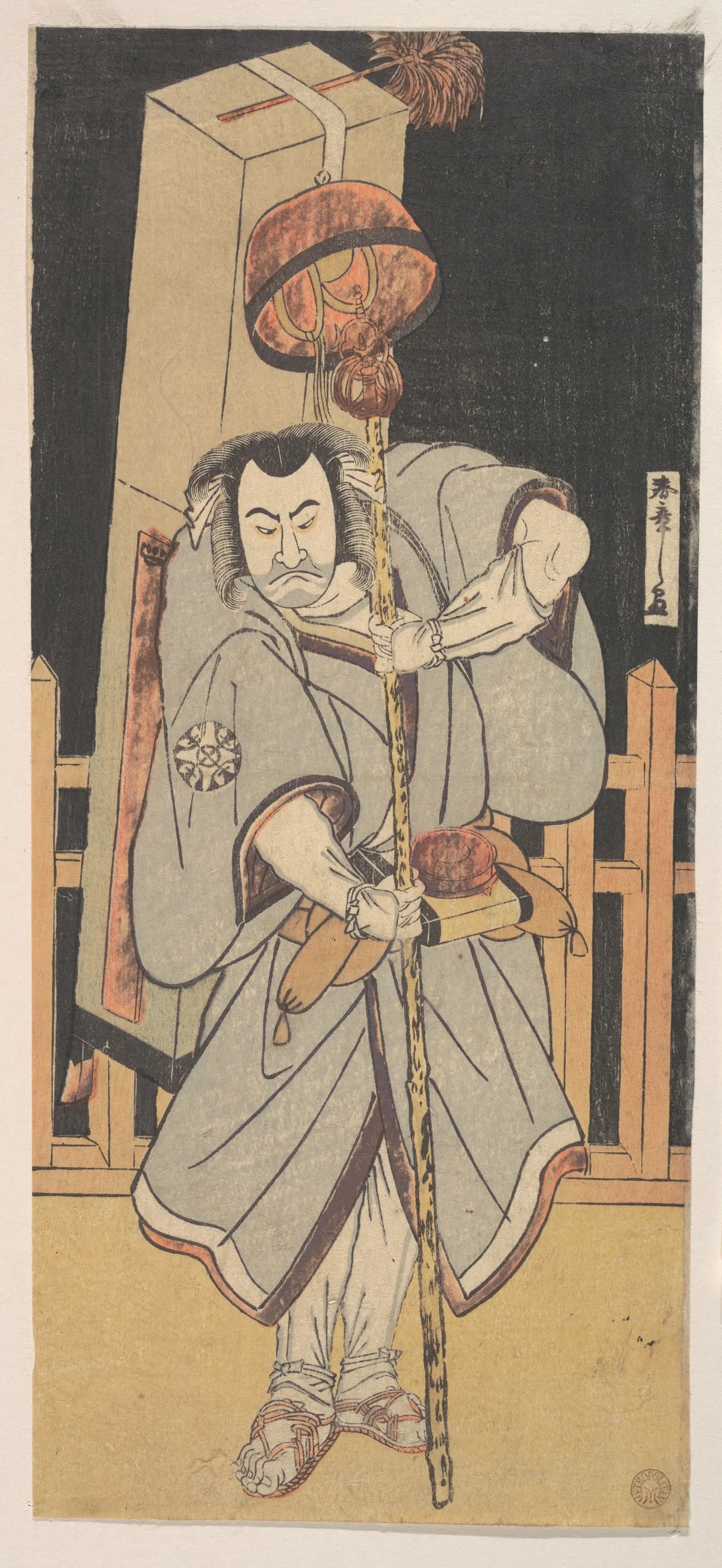 The First Nakamura Nakazo as a Rokuju-rokubu Standing at Night | Katsukawa Shunshō 勝川春章 - 浮世繪畫廊