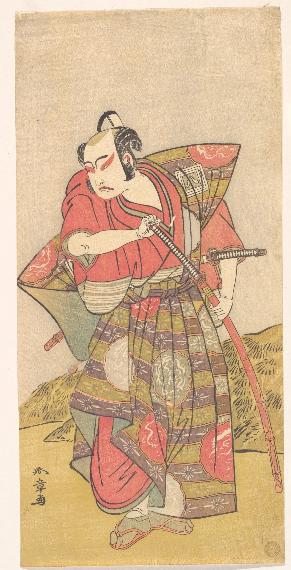 The Second Ichikawa Yaozo as a Samurai Dressed in a Gaudy Kamishimo | Katsukawa Shunshō 勝川春章 - 浮世繪畫廊