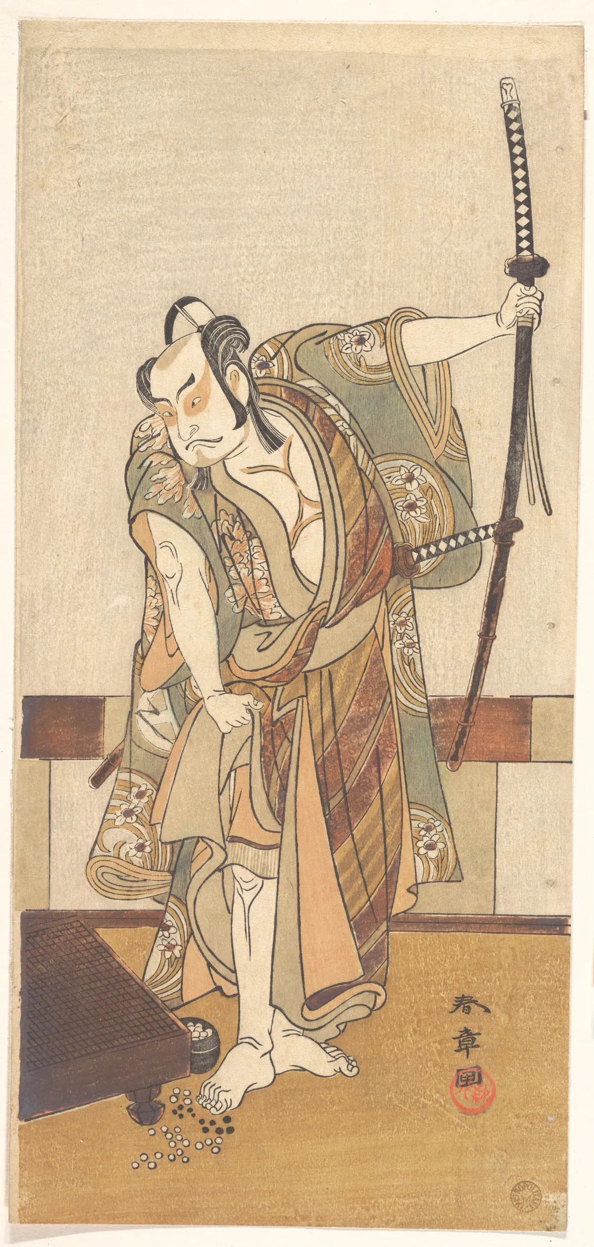 The Third Otani Hiroji as a Samurai of High Rank Standing in a Room | Katsukawa Shunshō 勝川春章 - 浮世繪畫廊