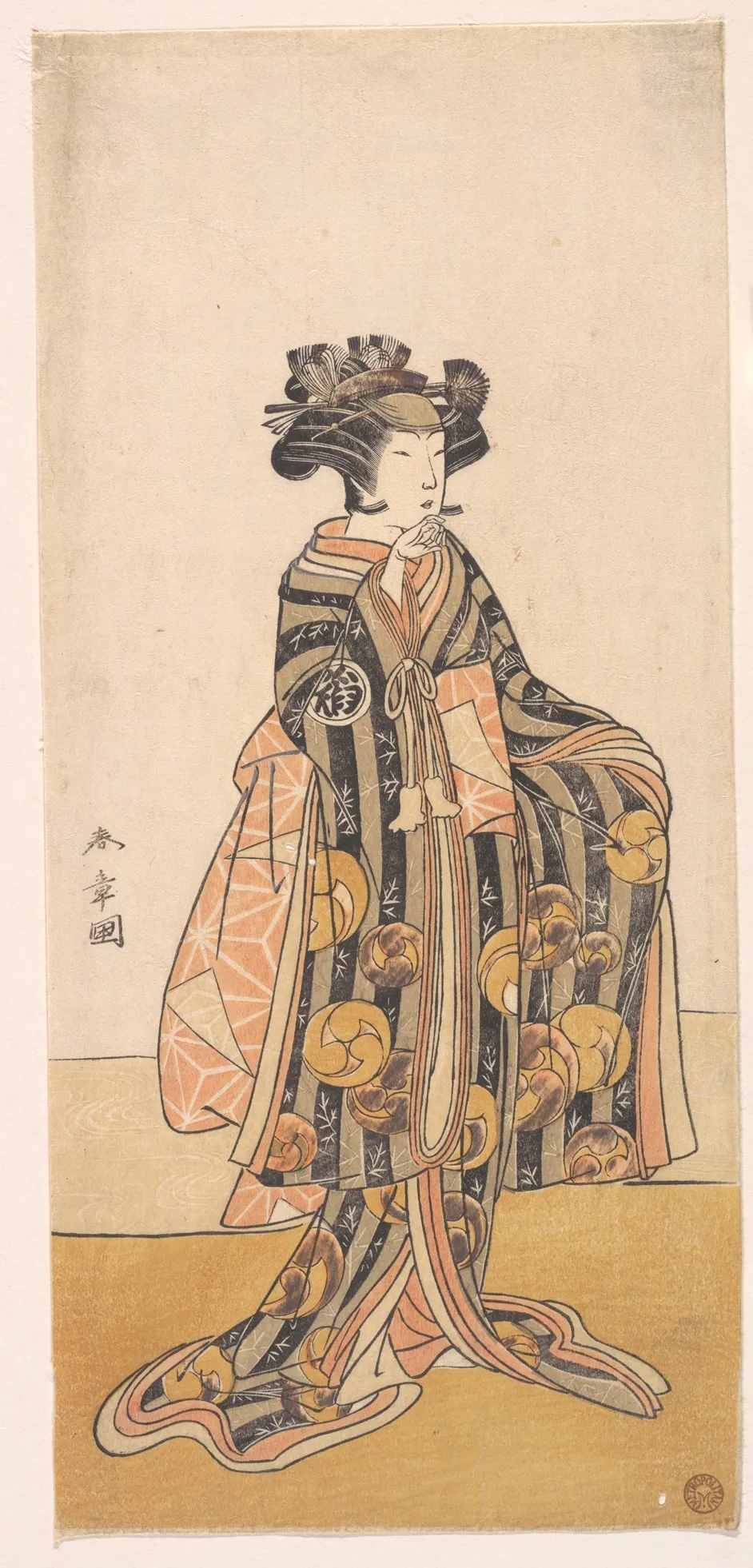 Yoshizawa Iroha as a Woman (Tomoe Gozen?) Standing on the Bank | Katsukawa Shunshō 勝川春章 - 浮世繪畫廊