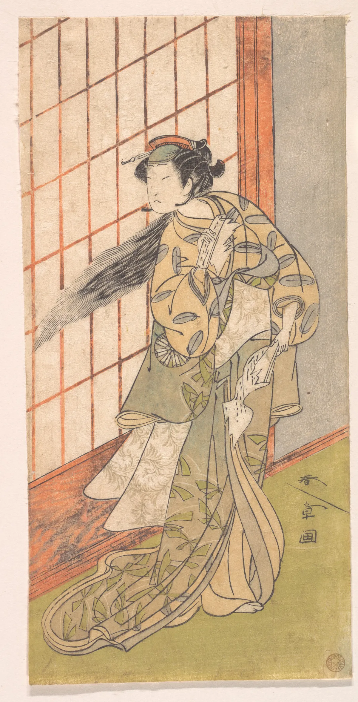 The First Nakamura Tomijuro as an Angry Woman Standing in a Room | Katsukawa Shunshō 勝川春章 - 浮世繪畫廊