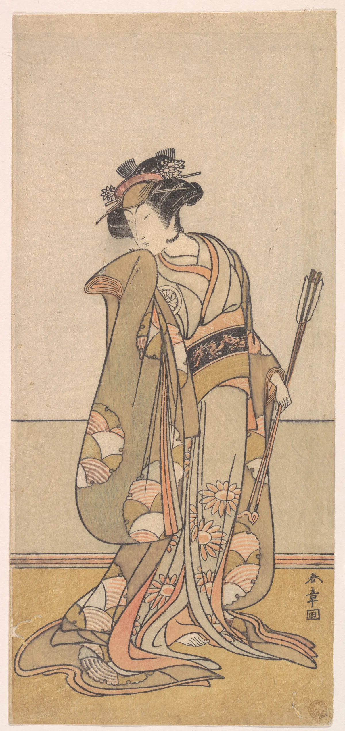 The Third Segawa Kikunojo as a Woman Walking Toward the Right | Katsukawa Shunshō 勝川春章 - 浮世繪畫廊