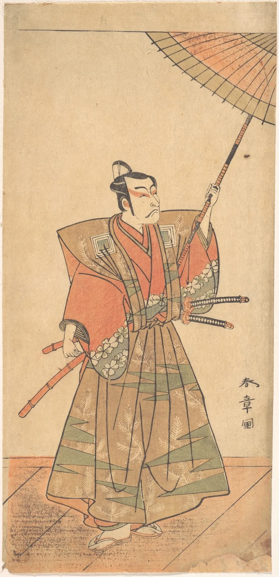 The Fifth Ichikawa Danjuro as a Samurai Attired in Ceremonial Kamishimo | Katsukawa Shunshō 勝川春章 - 浮世繪畫廊