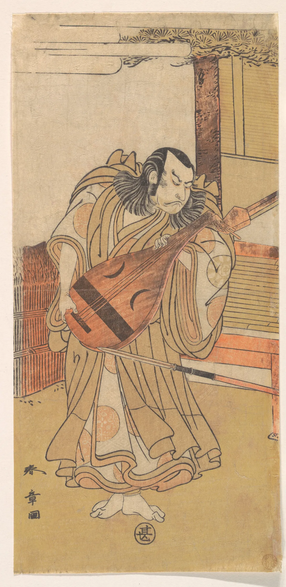 The First Nakamura Nakazo as an Unarmed Man Standing Near the Engawa | Katsukawa Shunshō 勝川春章 - 浮世繪畫廊