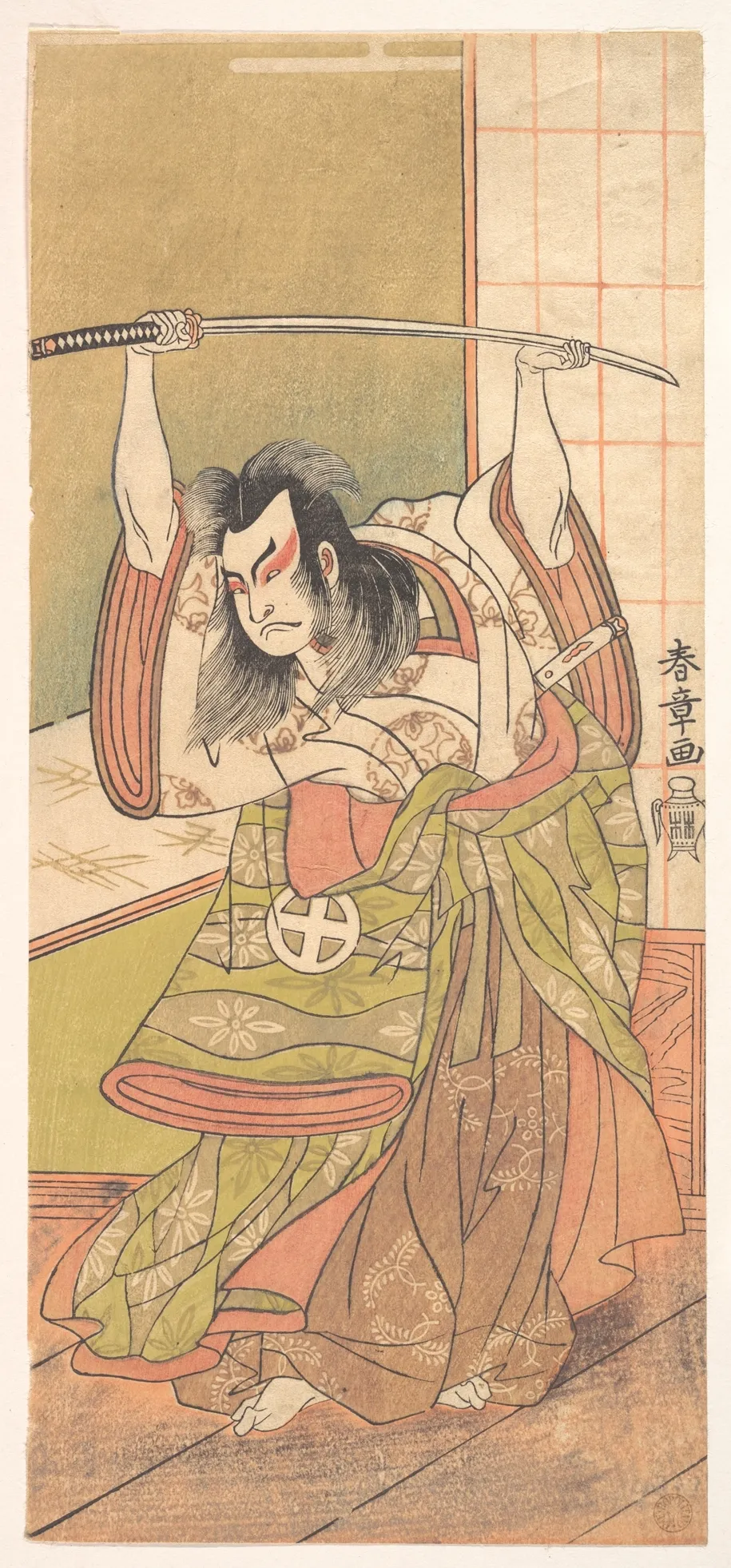 The Third Otani Hiroji as a Daimyo Standing on the Engawa | Katsukawa Shunshō 勝川春章 - 浮世繪畫廊