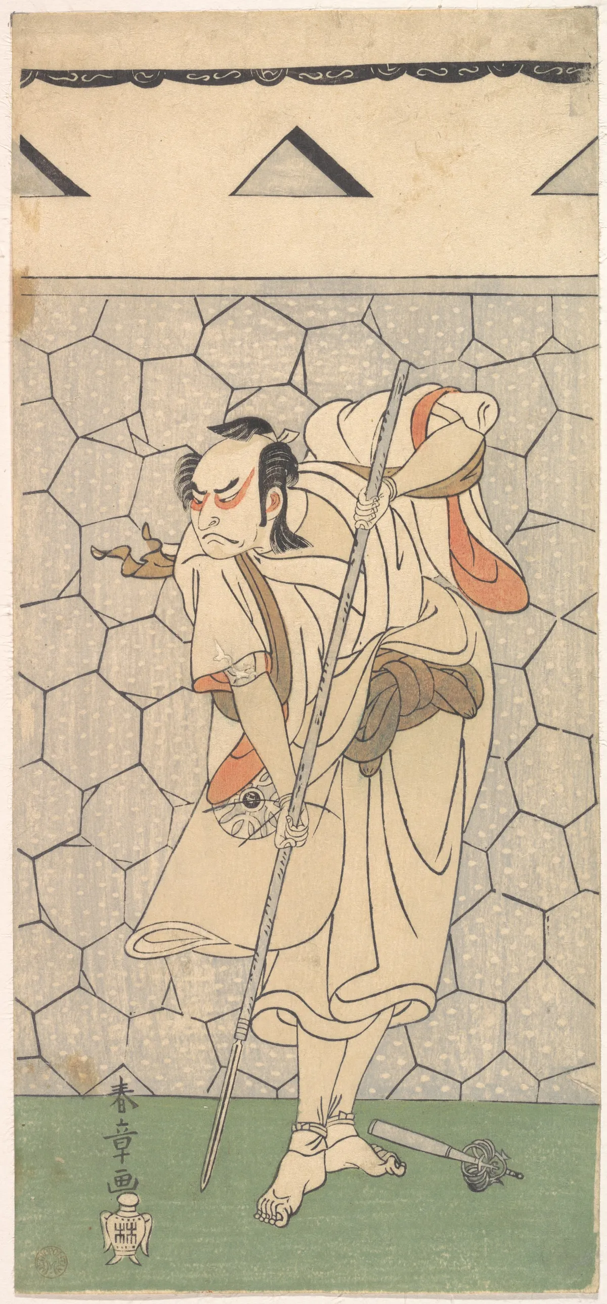 The First Nakamura Nakazo as Warrior Disguised as a Rokubu | Katsukawa Shunshō 勝川春章 - 浮世繪畫廊