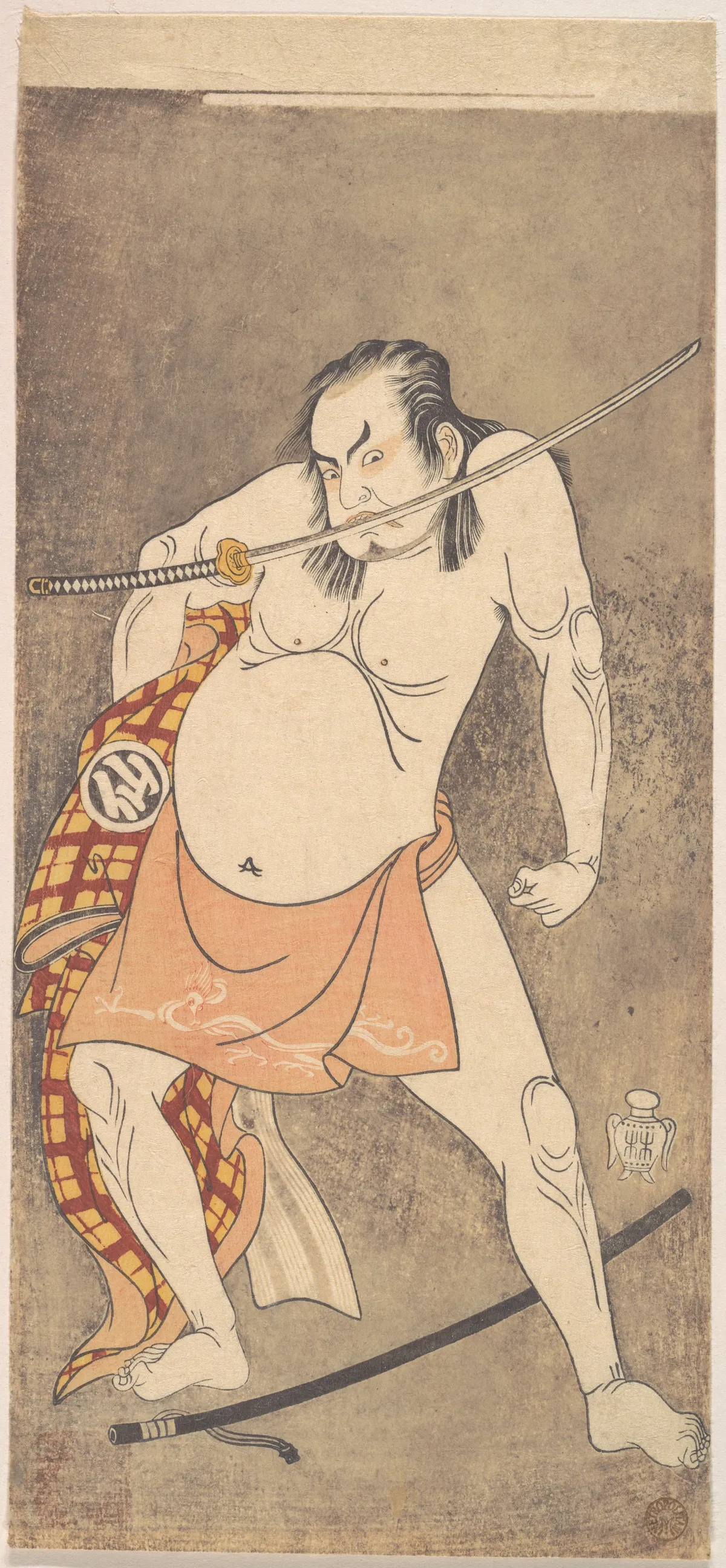 The Second Nakamura Sukegoro as a Man Entirely Nude Save for Loin Cloth | Katsukawa Shunshō 勝川春章 - 浮世繪畫廊