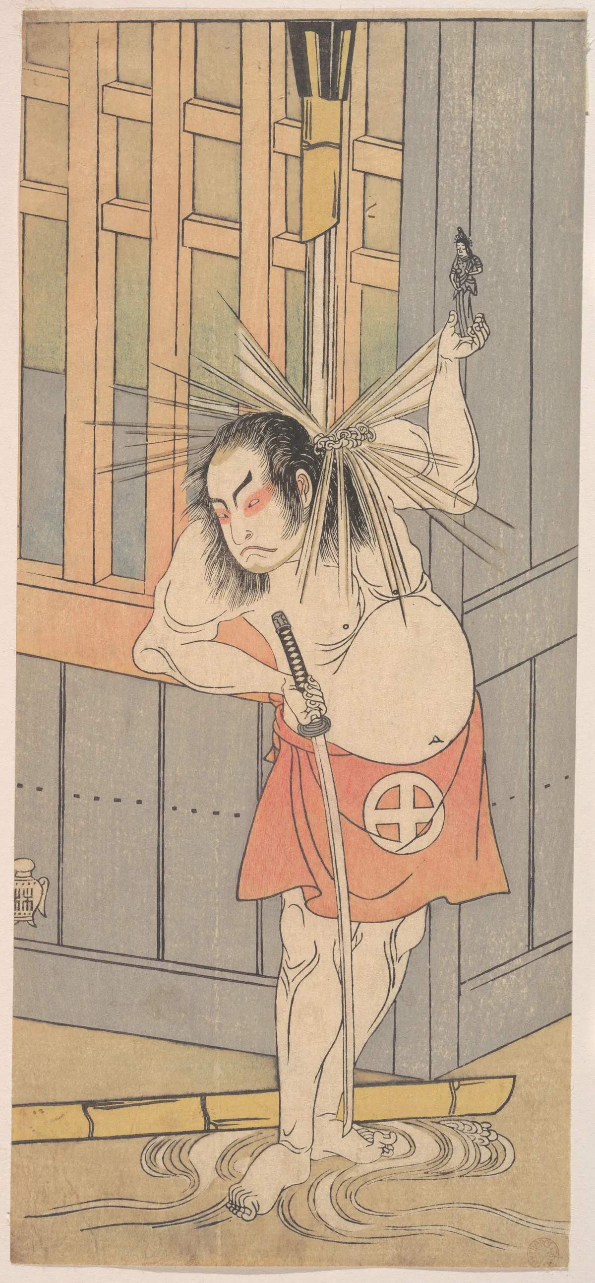 The Third Otani Hiroji as a Man Clothed Only with a Red Apron | Katsukawa Shunshō 勝川春章 - 浮世繪畫廊