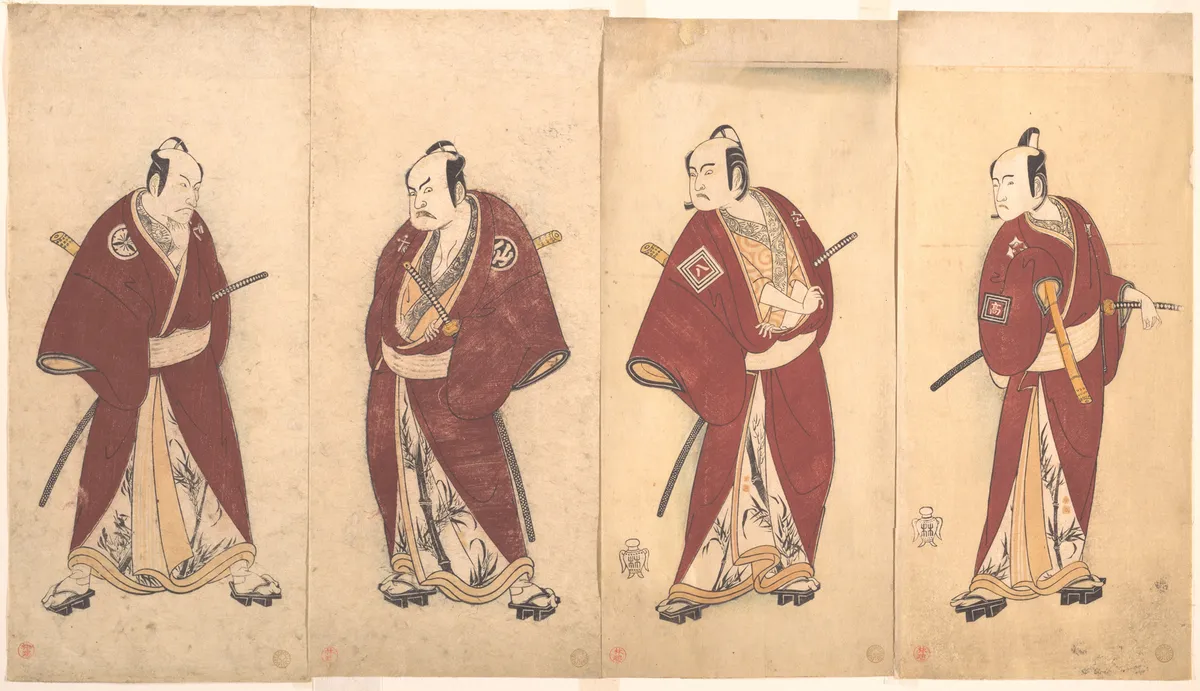 Four of the Five Actors Who Performed the Shosa "Gonen Otoko" | Katsukawa Shunshō 勝川春章 - 浮世繪畫廊