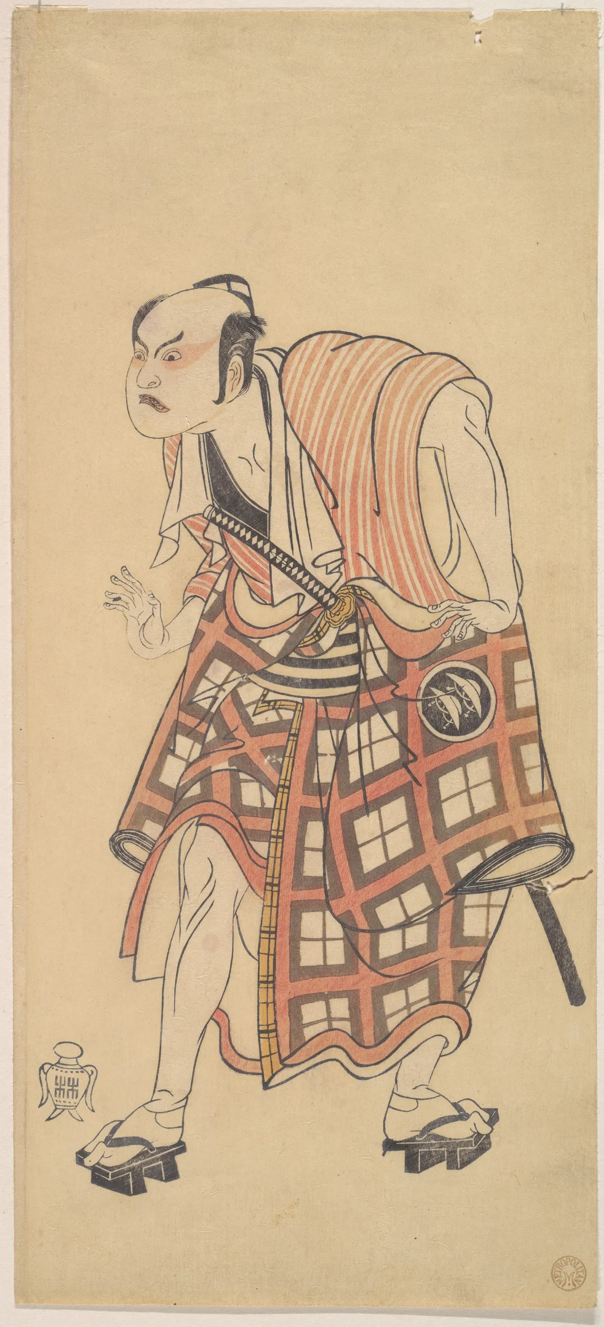 The Second Nakajima Mihoemon as a Man Standing with Head Bent Forward | Katsukawa Shunshō 勝川春章 - 浮世繪畫廊