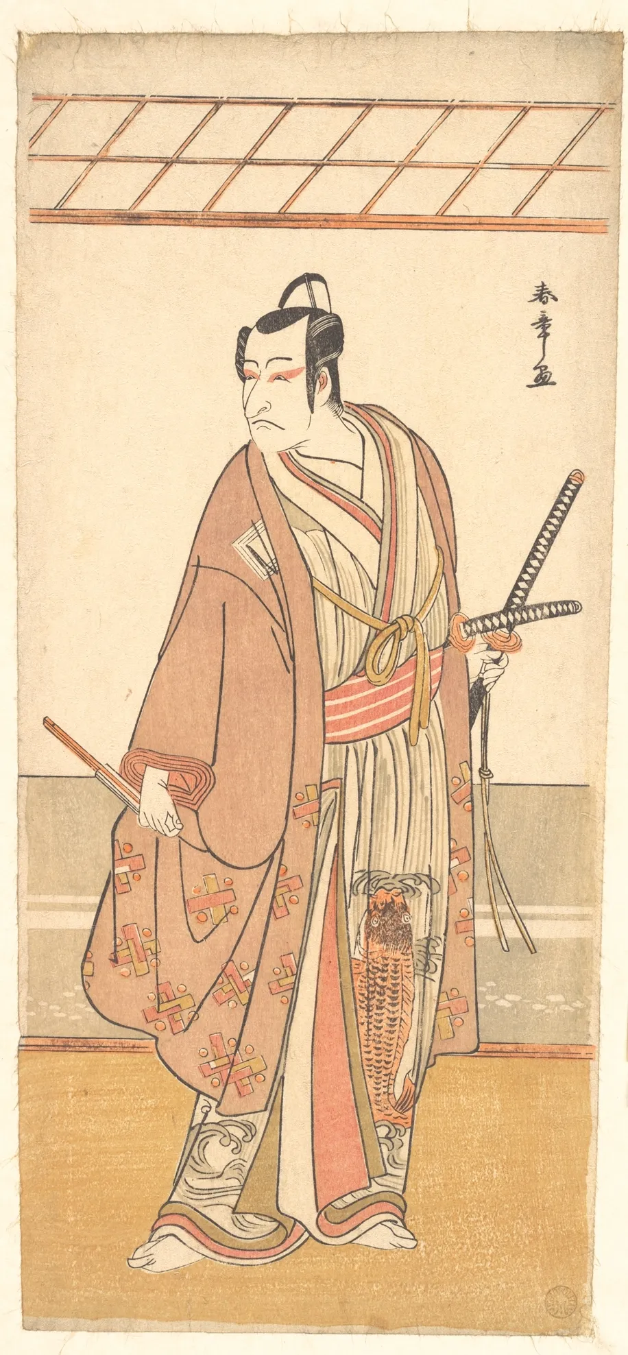 The Actor Ichikawa Danjuro V as a Samurai Attired in a Purple Haori (Coat) | Katsukawa Shunshō 勝川春章 - 浮世繪畫廊
