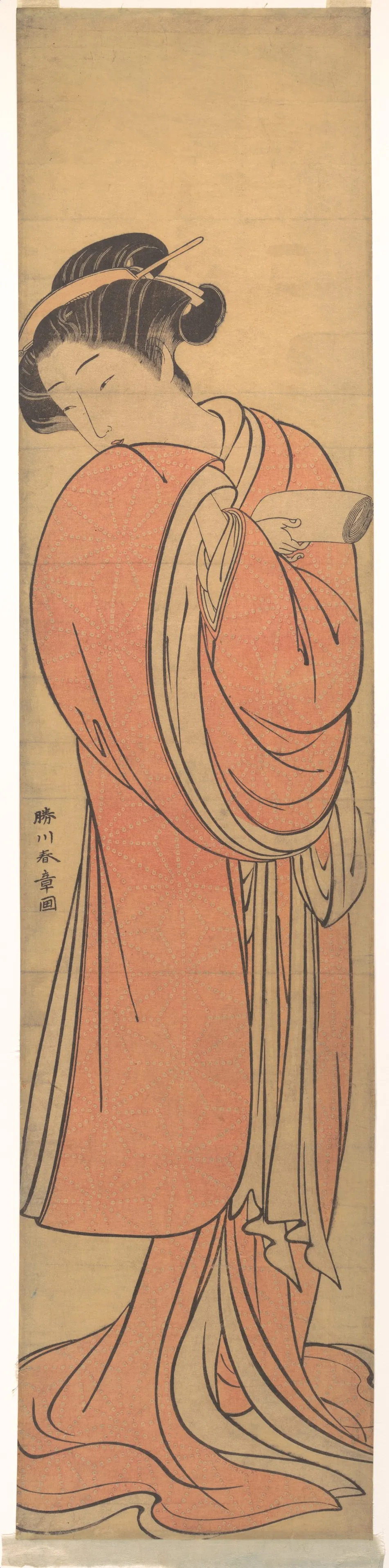 Woman in Red | Katsukawa Shunshō 勝川春章 - 浮世繪畫廊