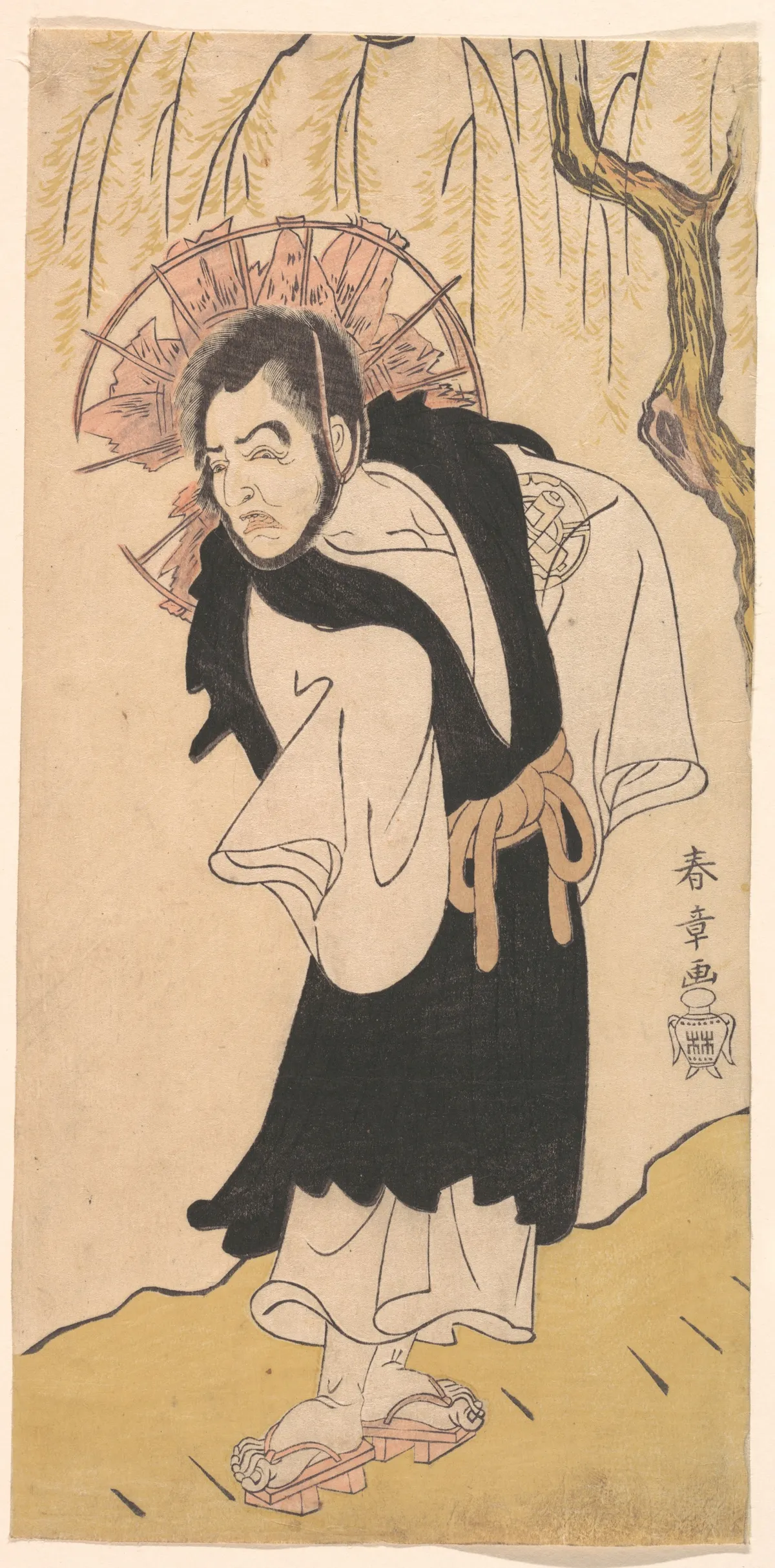 The Actor Nakamura Utaemon I as a Monk under a Willow Tree | Katsukawa Shunshō 勝川春章 - 浮世繪畫廊