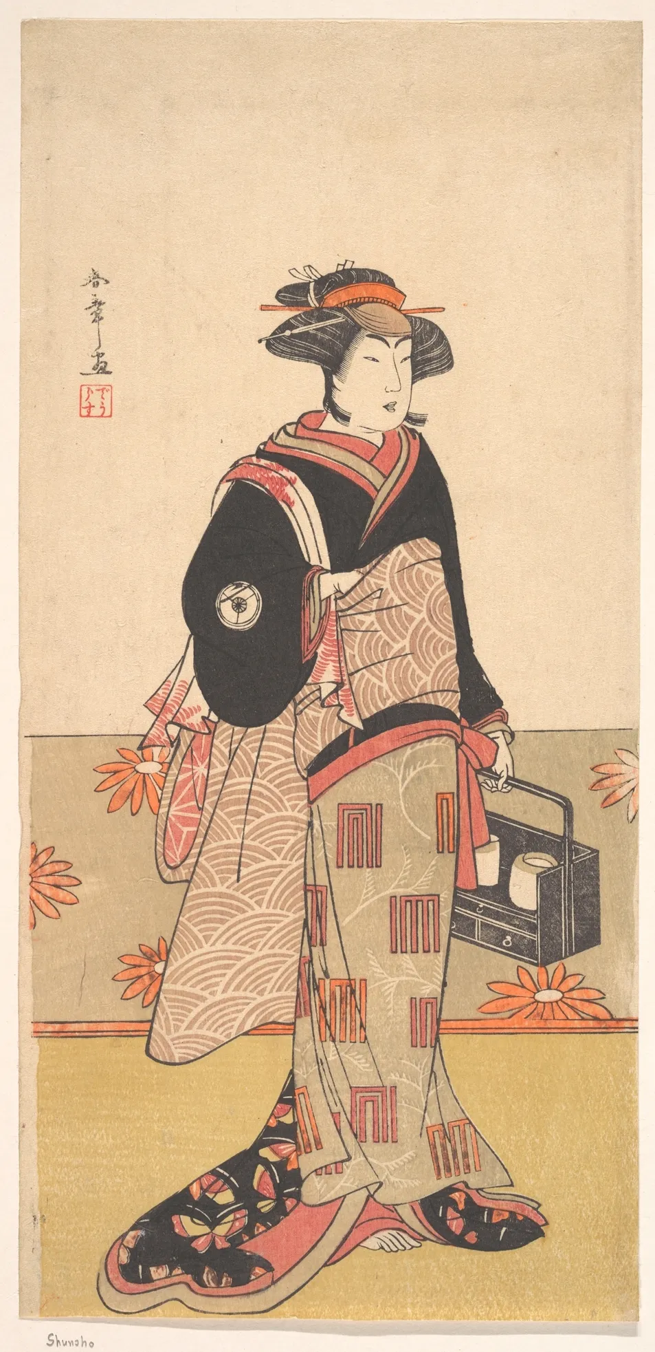 The Actor Iwai Hanshiro IV as a Woman in a Black Kimono | Katsukawa Shunshō 勝川春章 - 浮世繪畫廊