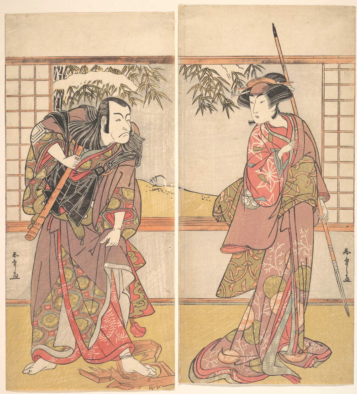 Kabuki Actors Osagawa Tsuneyo II and Ichikawa Danjūrō V | Katsukawa Shunshō 勝川春章 - 浮世繪畫廊