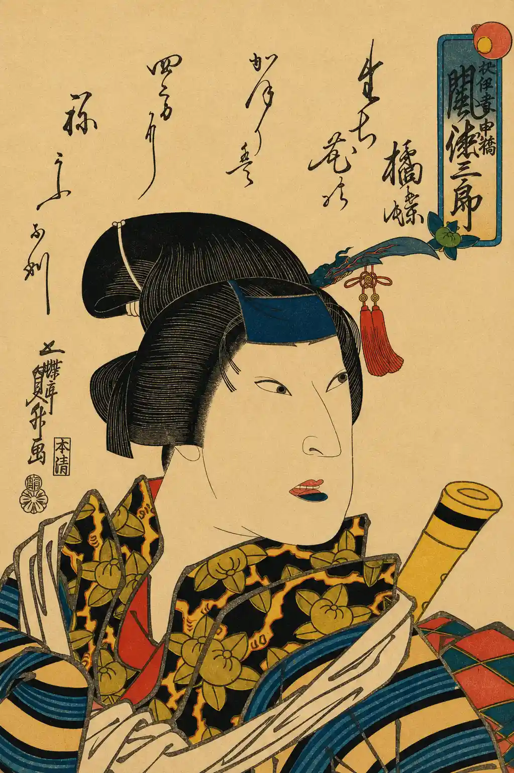 The Actor Arashi Tokusaburō as the Female Gallant (Onnadate) Ohashi | Utagawa Sadamasu (Kunimasu) 初代歌貞升 - 浮世繪畫廊