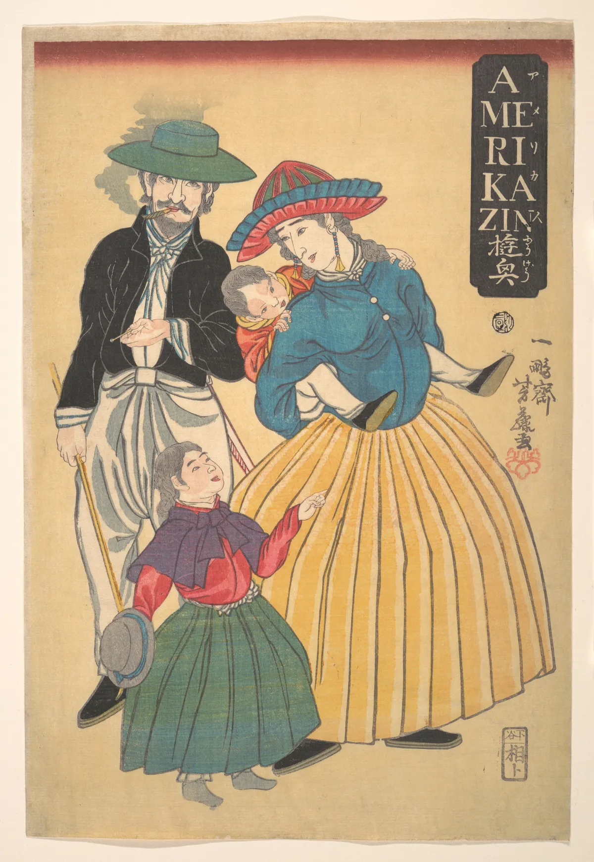 Americans on an Outing (Amerikajin yūgyō) | Ippōsai Yoshifuji - 浮世繪畫廊